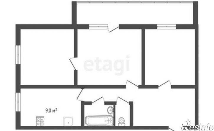 3-комн квартира Тюмень, улица Монтажников, 4