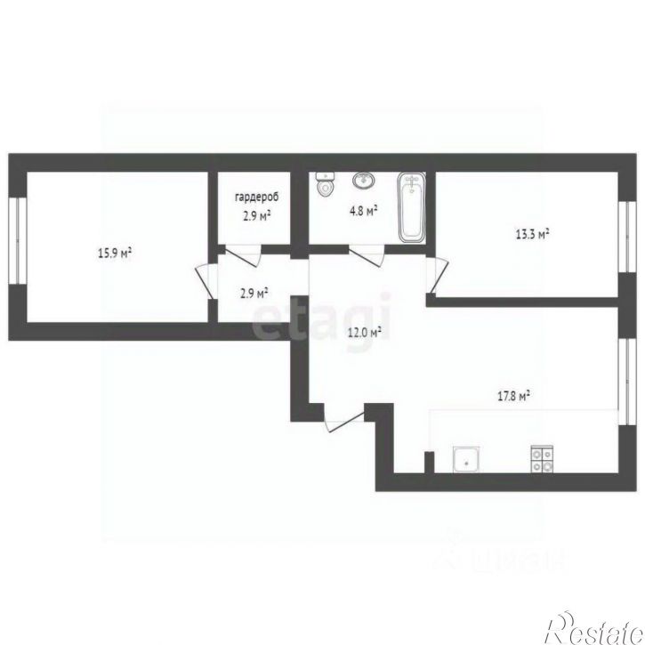 2-комн квартира ул Республики, 204 11,  д. 204 11,  к. 11