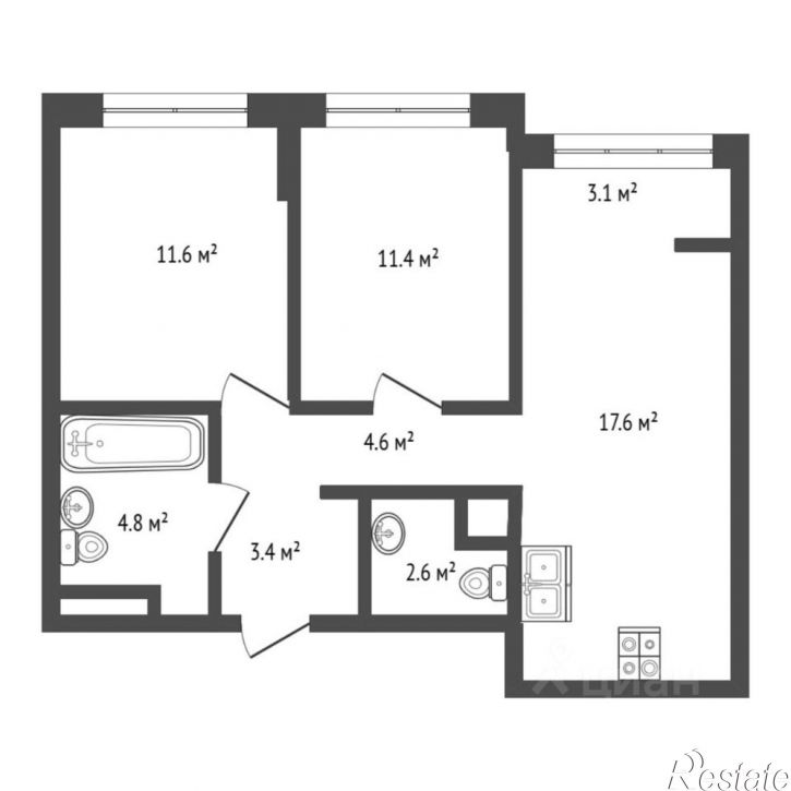 2-комн квартира ул Евгения Войнова, 3,  д. 3
