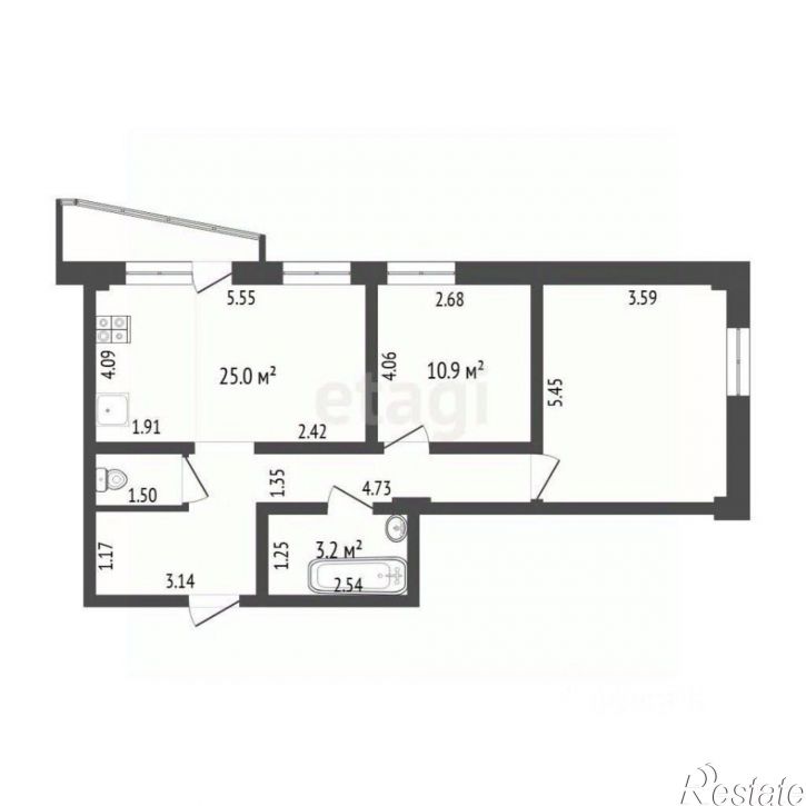 2-комн квартира Заречный пр-д, 39а 1,  д. 39а 1,  к. 1