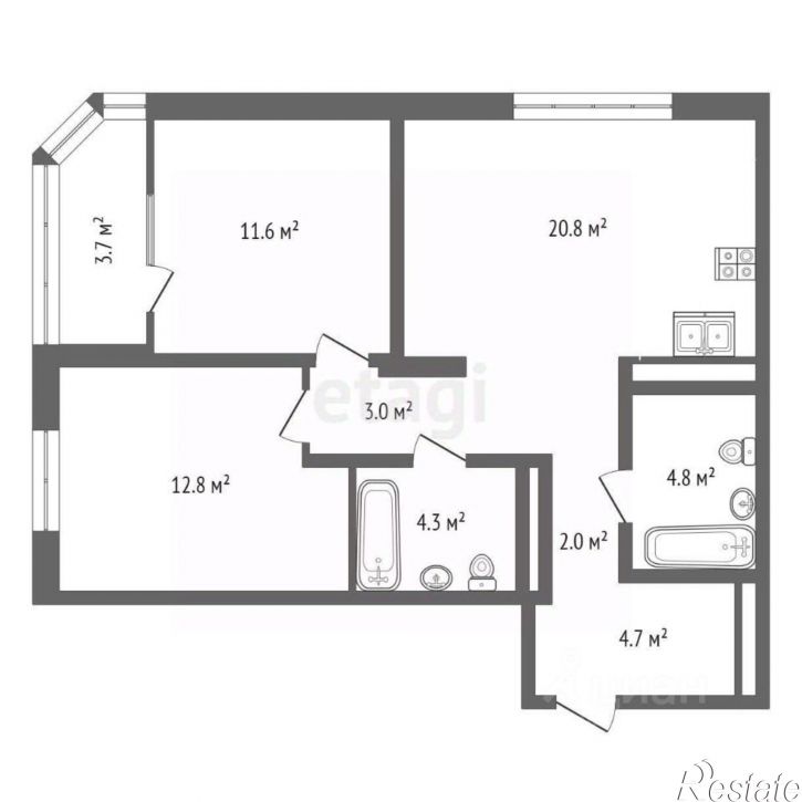 2-комн квартира ул Эльвиры Федоровой, 1 1,  д. 1 1,  к. 1