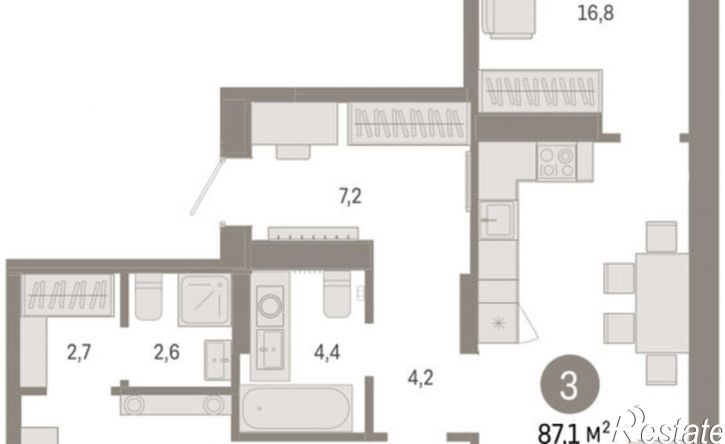 3-комн квартира ул Краснооктябрьская, 4 3,  д. 4 3,  к. 3