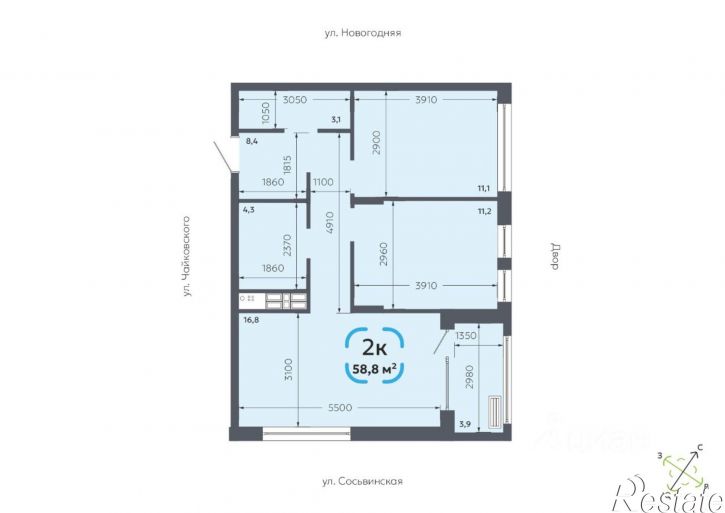 2-комн квартира в новом доме ул Сосьвинская, 31,  д. 31