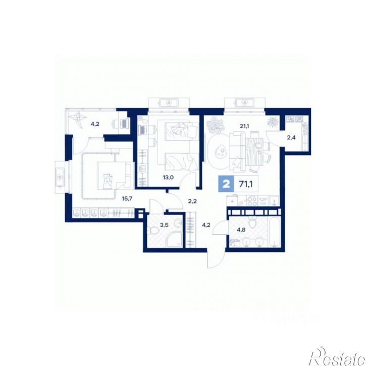 2-комн квартира в новом доме ул Агеева, 215,  д. 215