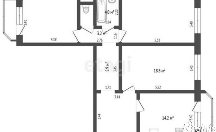 3-комн квартира ул Валентины Трофимовой, 2,  д. 2