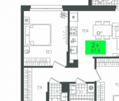 2-комн, 57 кв м, этаж 6/16 улица Владимира Абазарова, 5