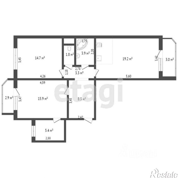 2-комн квартира ул Пермякова, 84 1,  д. 84 1,  к. 1