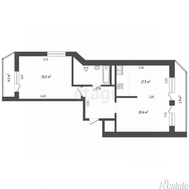 2-комн квартира ул Малыгина, 2,  д. 2