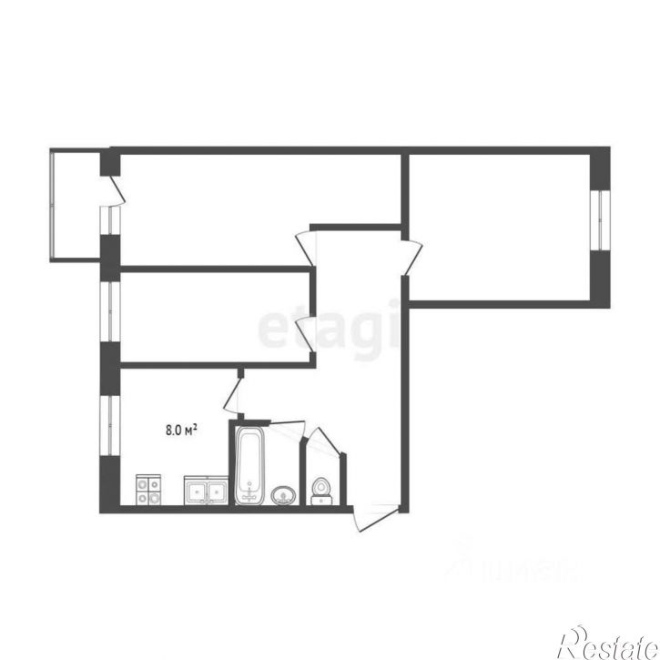 3-комн квартира ул Рационализаторов, 15,  д. 15