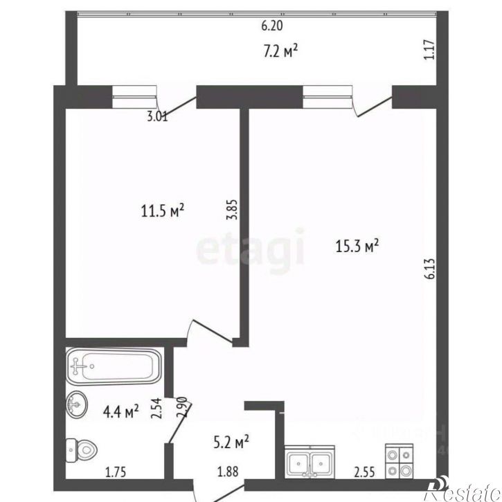 1-комн квартира ул Николая Глебова, 3,  д. 3