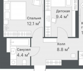 2-комн, 53 кв м, этаж 13/14 ул Московский тракт, 154