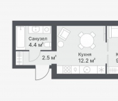 1-комн, 28 кв м, этаж 10/14 ул Московский тракт, 154