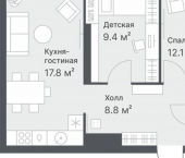 2-комн, 53 кв м, этаж 12/14 ул Московский тракт, 154