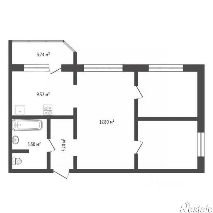 3-комн квартира ул Федюнинского, 54 2,  д. 54 2,  к. 2