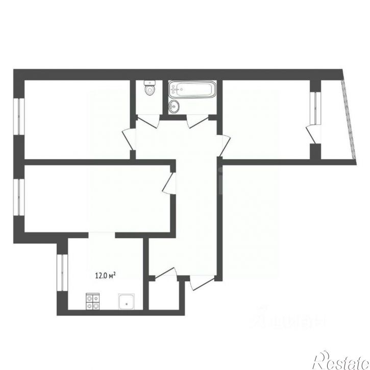 3-комн квартира ул Камчатская, 2,  д. 2