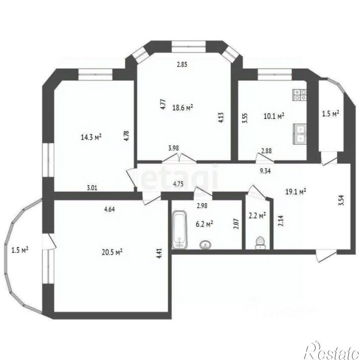 3-комн квартира ул Энергетиков, 37,  д. 37