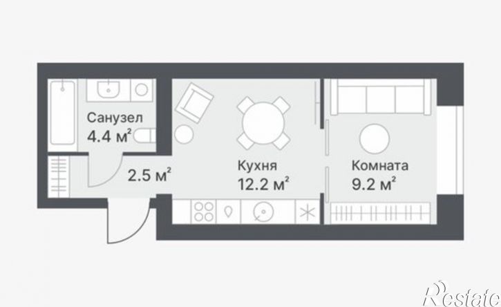 1-комн квартира в новом доме ул Московский тракт, 154,  д. 154
