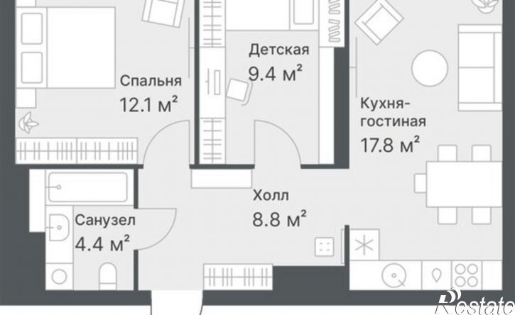 2-комн квартира в новом доме ул Московский тракт, 154,  д. 154