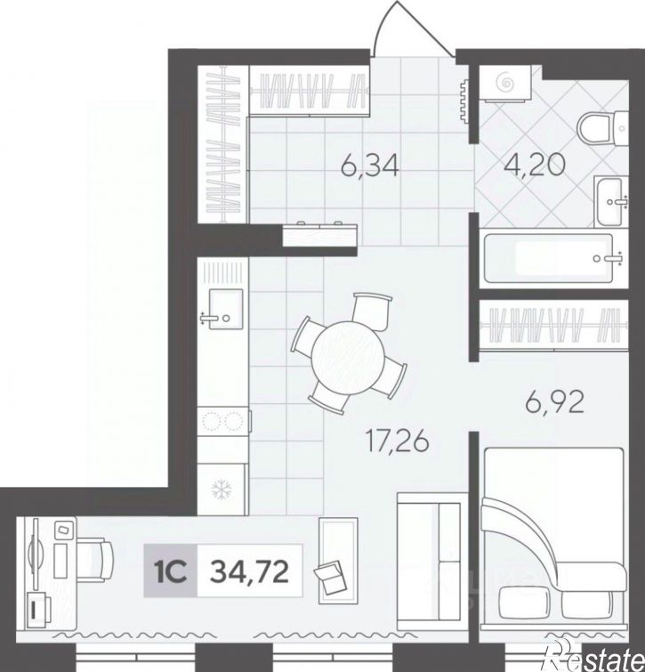 1-комн квартира в новом доме ул Сергея Свиридова, 11 2,  д. 11 2,  к. 2