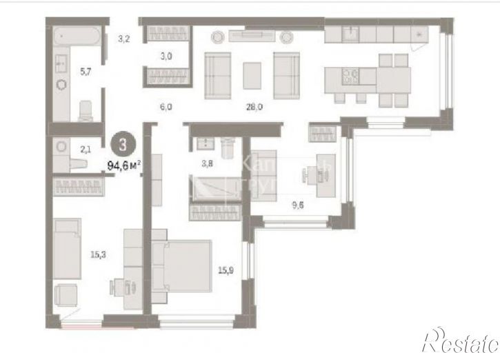 3-комн квартира ул Мысовская, 26к1