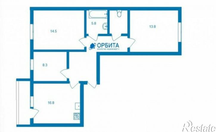 3-комн квартира ул Константина Посьета, 8,  д. 8