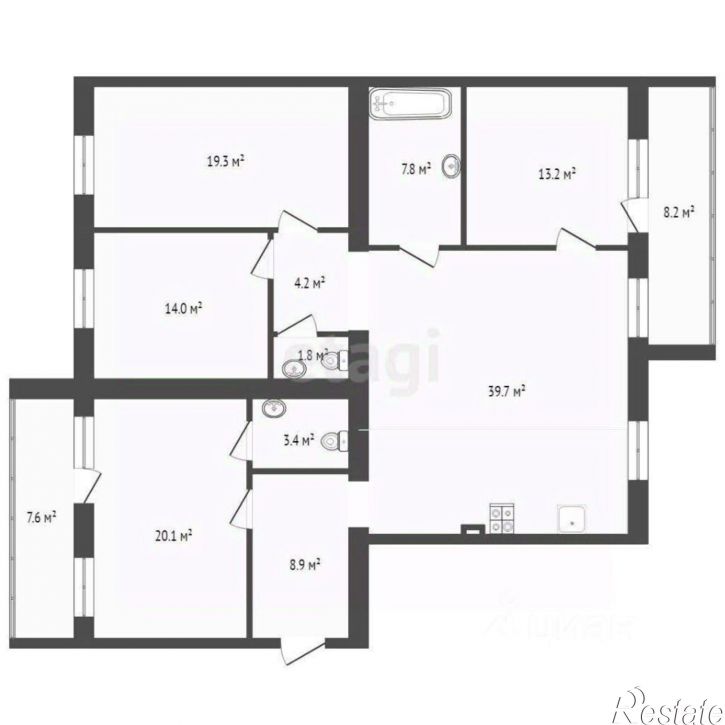 4-комн квартира ул Николая Семенова, 19,  д. 19