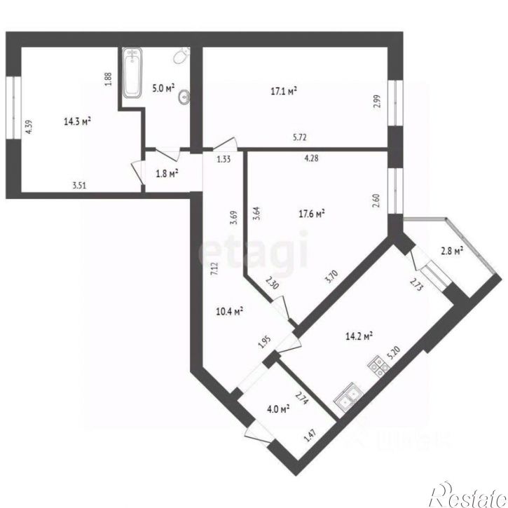 3-комн квартира Заречный пр-д, 6 2,  д. 6 2,  к. 2
