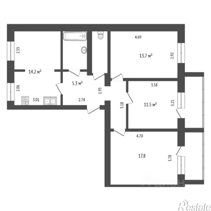 3-комн квартира ул Мелиораторов, 8,  д. 8