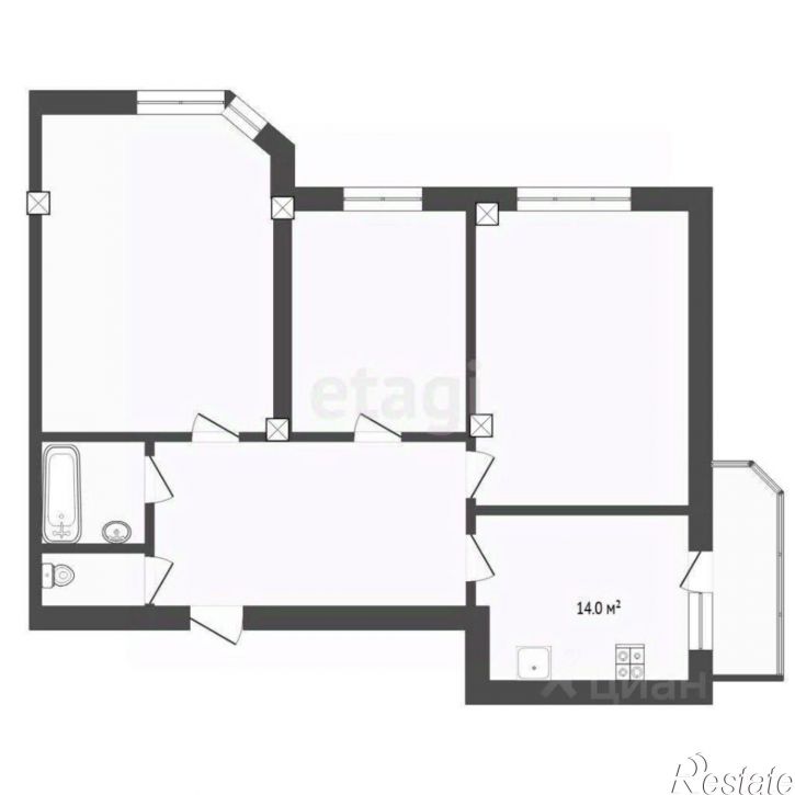 3-комн квартира ул Василия Гольцова, 2,  д. 2
