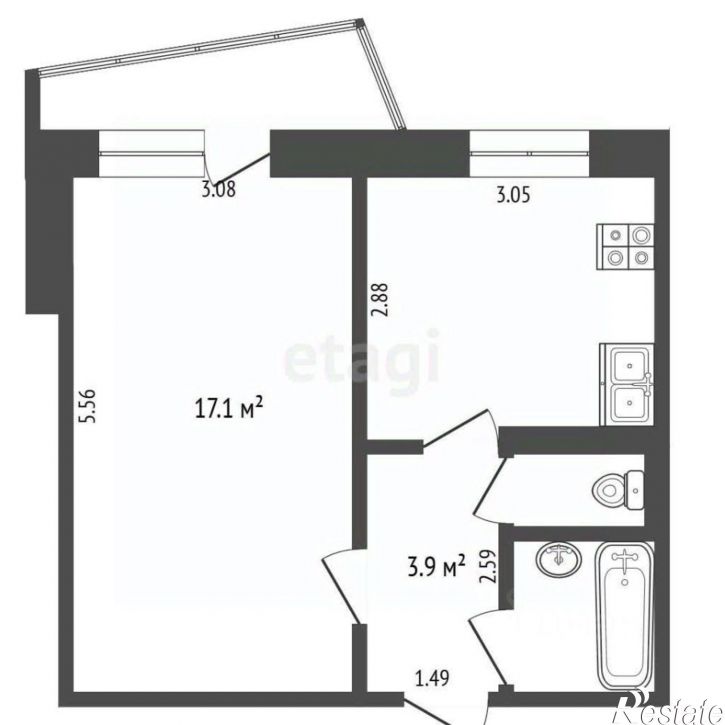 1-комн квартира ул Софьи Ковалевской, 11,  д. 11