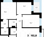 3-комн, 104 кв м, этаж 5/7 ул Бирюзова, 6б