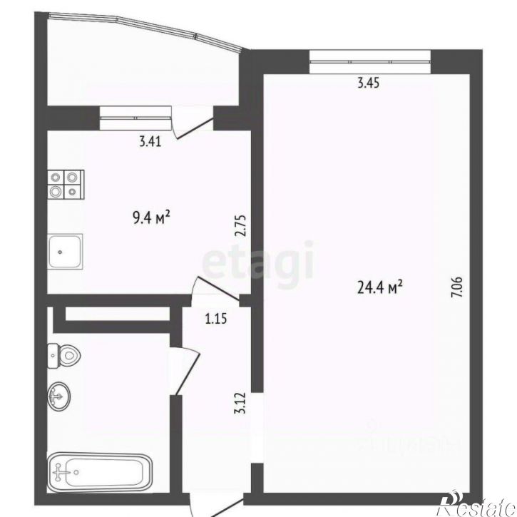 1-комн квартира ул Дмитрия Менделеева, 12 1,  д. 12 1,  к. 1
