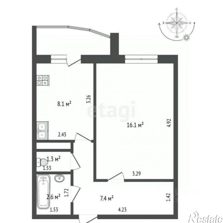 1-комн квартира ул Беловежская, 19,  д. 19