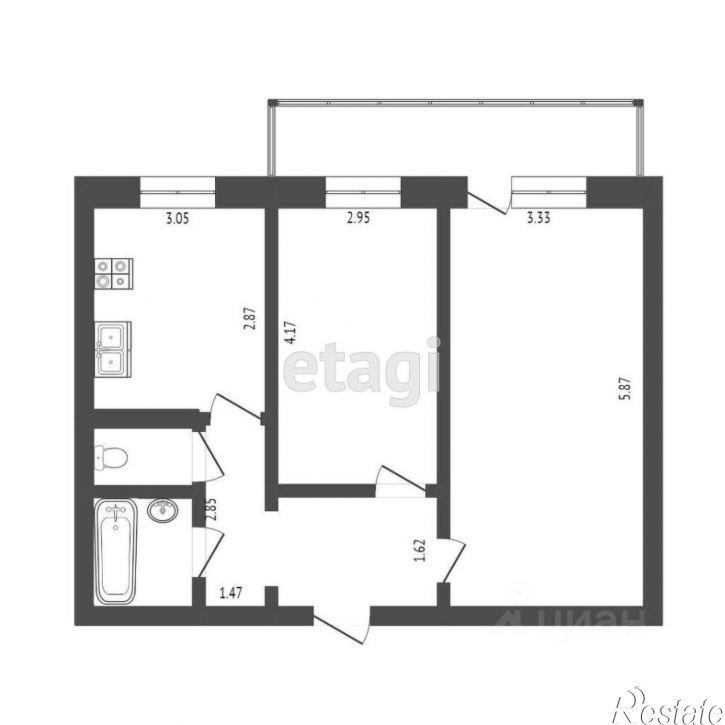2-комн квартира ул Моторостроителей, 12,  д. 12