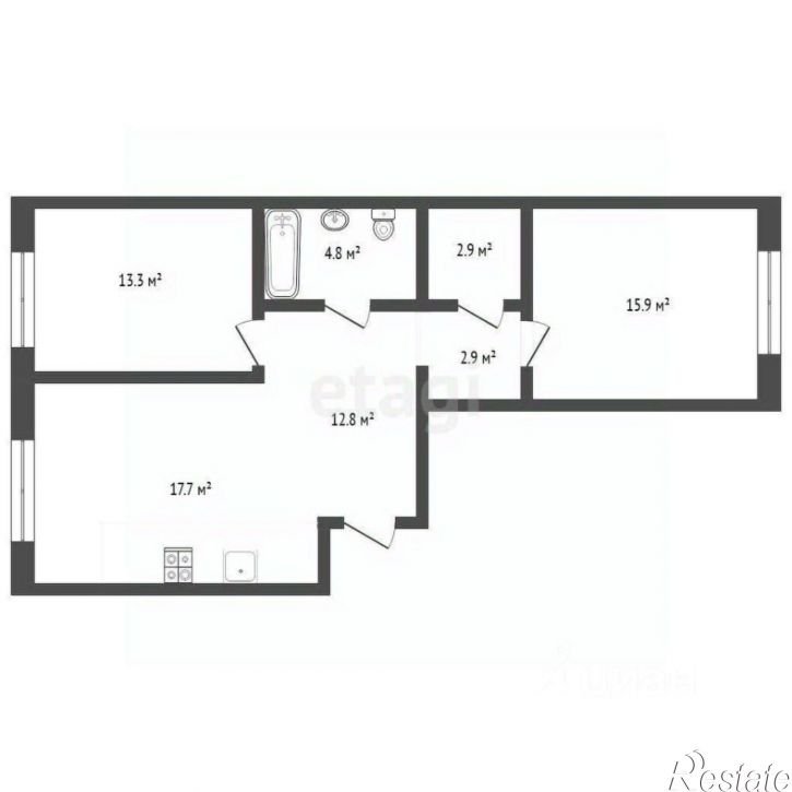 2-комн квартира ул Республики, 204 6,  д. 204 6,  к. 6
