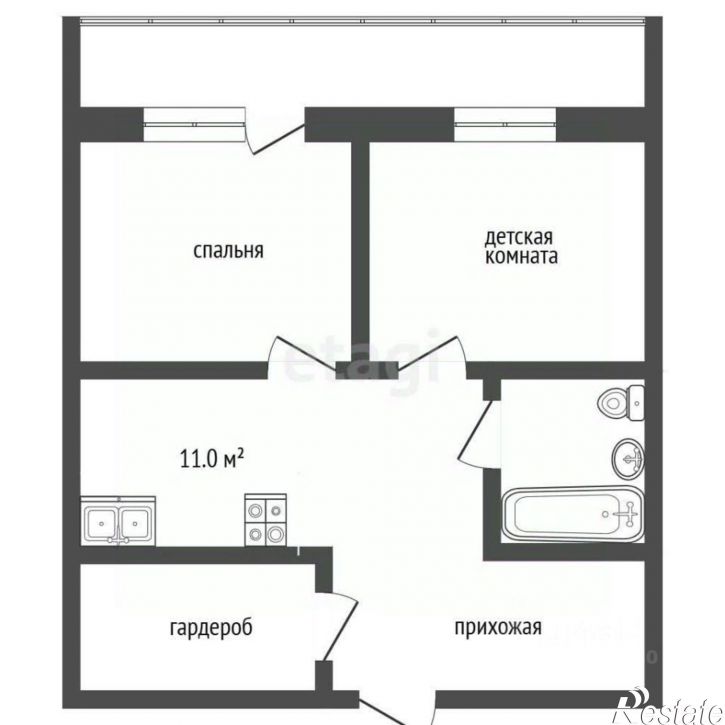 2-комн квартира ул Депутатская, 110,  д. 110