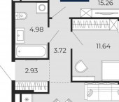 2-комн, 63 кв м, этаж 14/16 ЖК Мириады