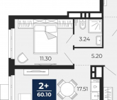 2-комн, 60 кв м, этаж 23/24 ЖК Мириады
