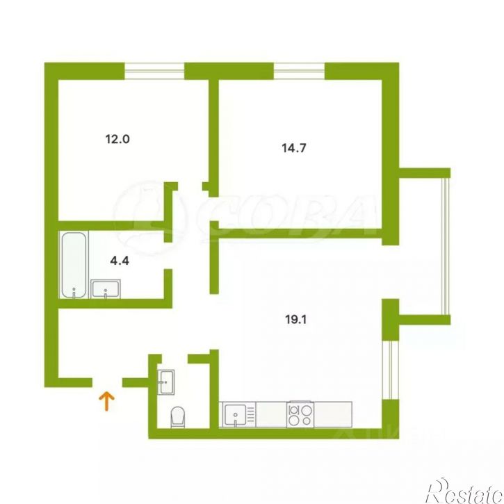 2-комн квартира ул Андрея Бушуева, 2,  д. 2