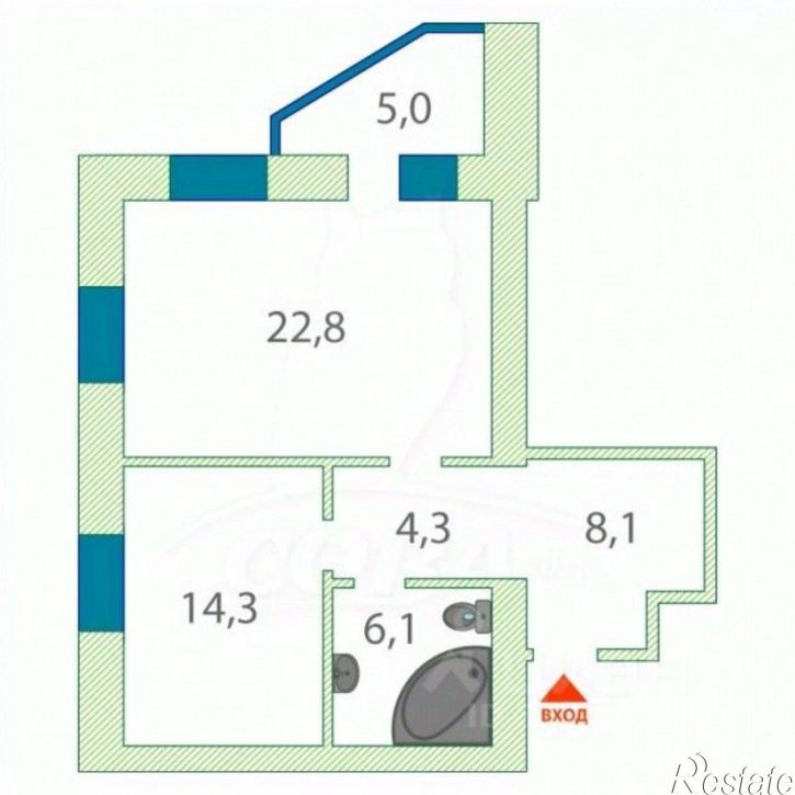 1-комн квартира ул Первомайская, 60 1,  д. 60 1,  к. 1