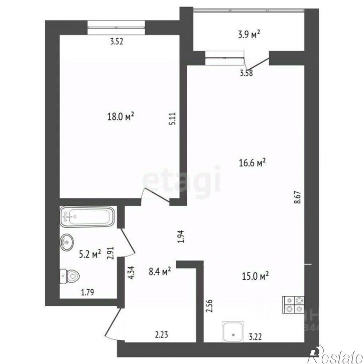 1-комн квартира ул Полевая, 105,  д. 105