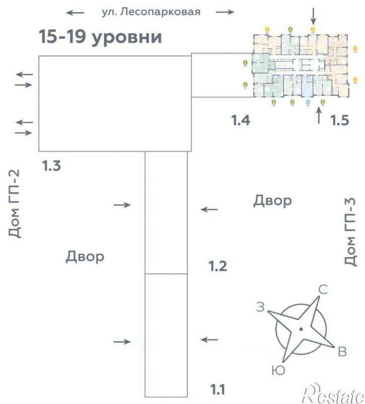1-комн квартира в новом доме Лесопарковая улица, 22