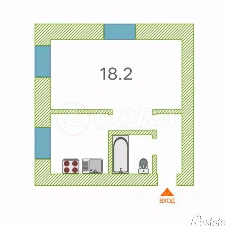 1-комн квартира ул Луначарского, 57,  д. 57