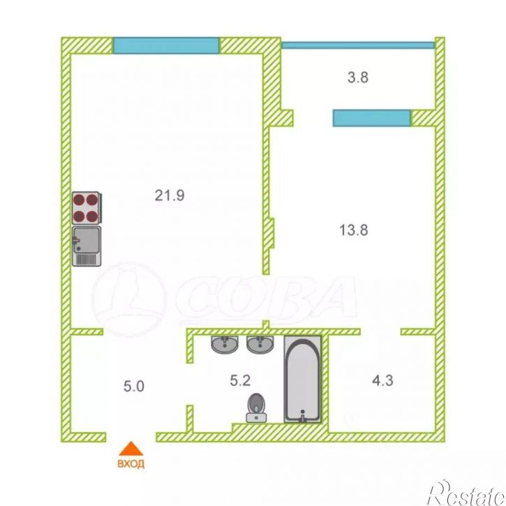 1-комн квартира ул Игоря Комиссарова, 7,  д. 7