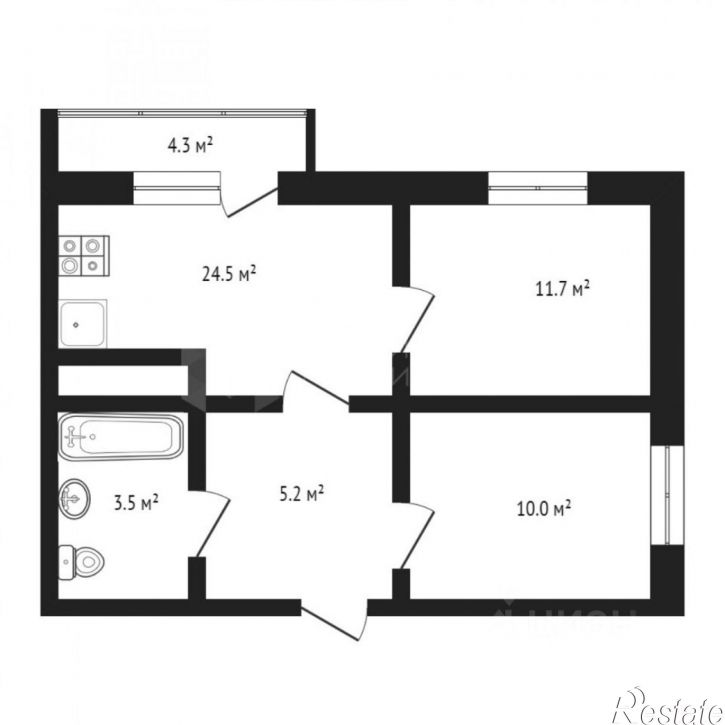 2-комн квартира ул Дмитрия Менделеева, 2,  д. 2