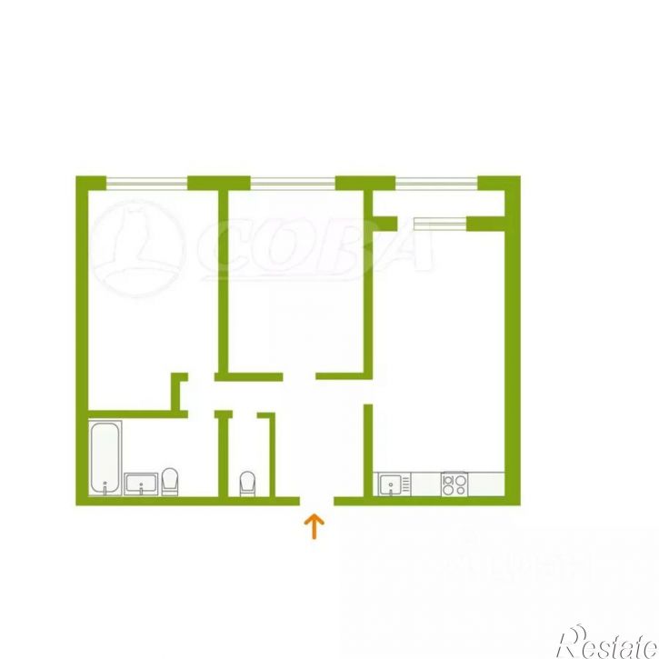 2-комн квартира ул Республики, 205 19,  д. 205 19,  к. 19