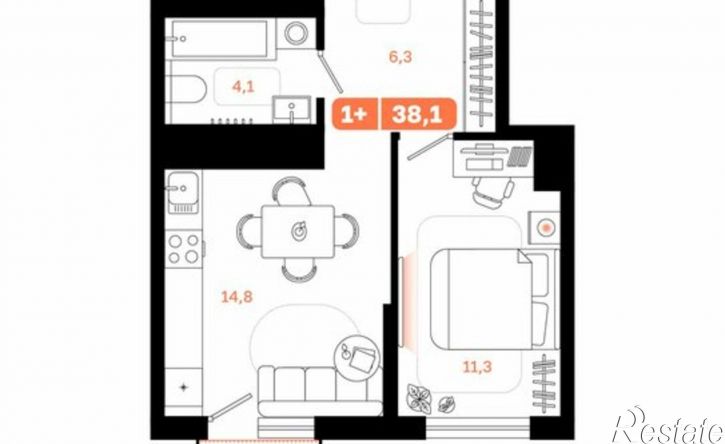 1-комн квартира в новом доме ул Бакинских Комиссаров, 3 1,  д. 3 1,  к. 1