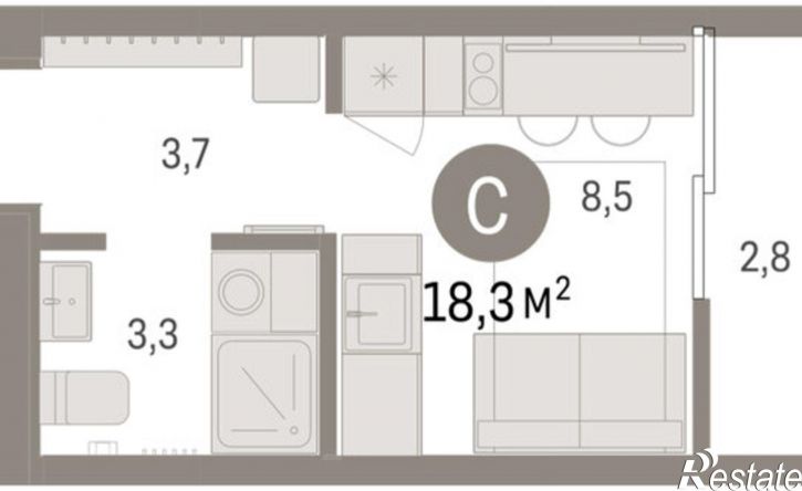 1-комн квартира ул Краснооктябрьская, 4 3,  д. 4 3,  к. 3