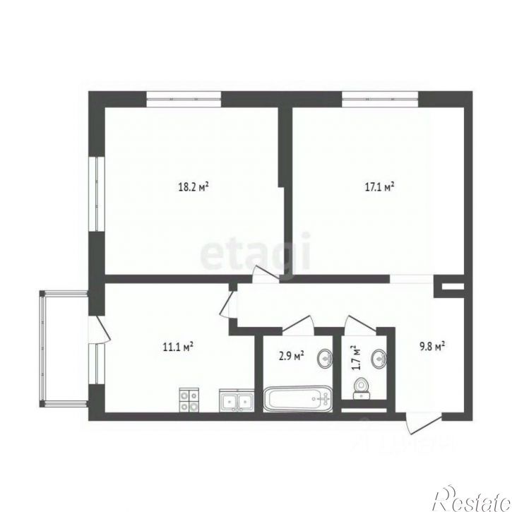 2-комн квартира ул Московский тракт, 87 2,  д. 87 2,  к. 2