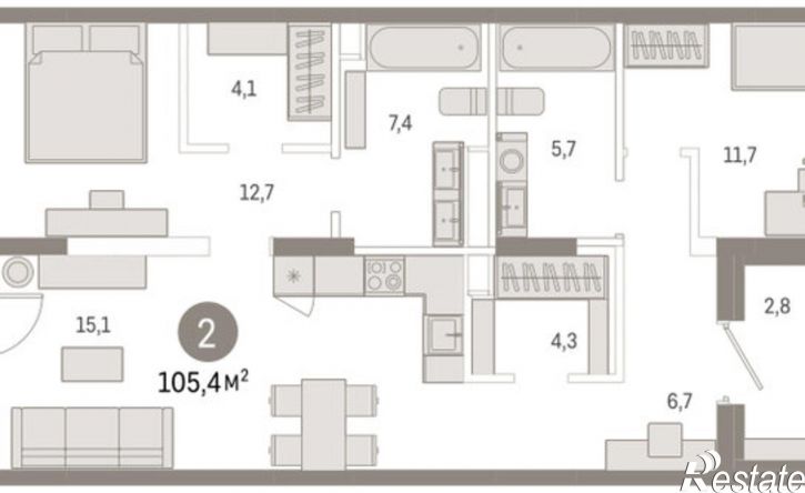2-комн квартира ул Краснооктябрьская, 4 3,  д. 4 3,  к. 3